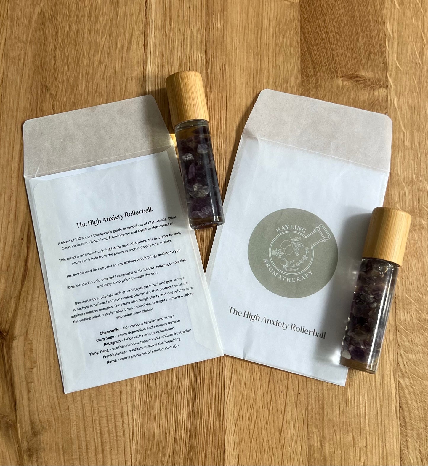 Aromatherapy rollerball and essential oil blend anxiety relief bundle. Calming essential oil blend and high anxiety rollerball.
