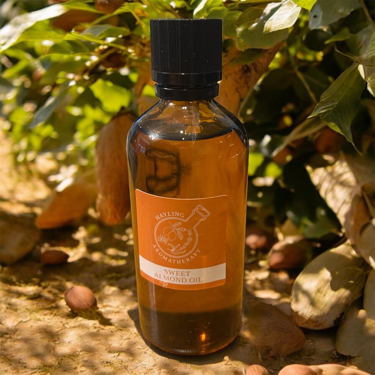 Sweet Almond Carrier Oil. Base oil for mixing with essential oils to make bath oil, shower oil or massage oil.