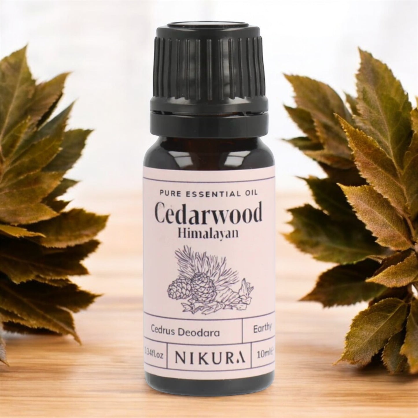 Pure Essential Oil of Cedarwood. Cedrus Atlantica 10ML. Promotes sleep. Reduces stress. Warm, woody scent.