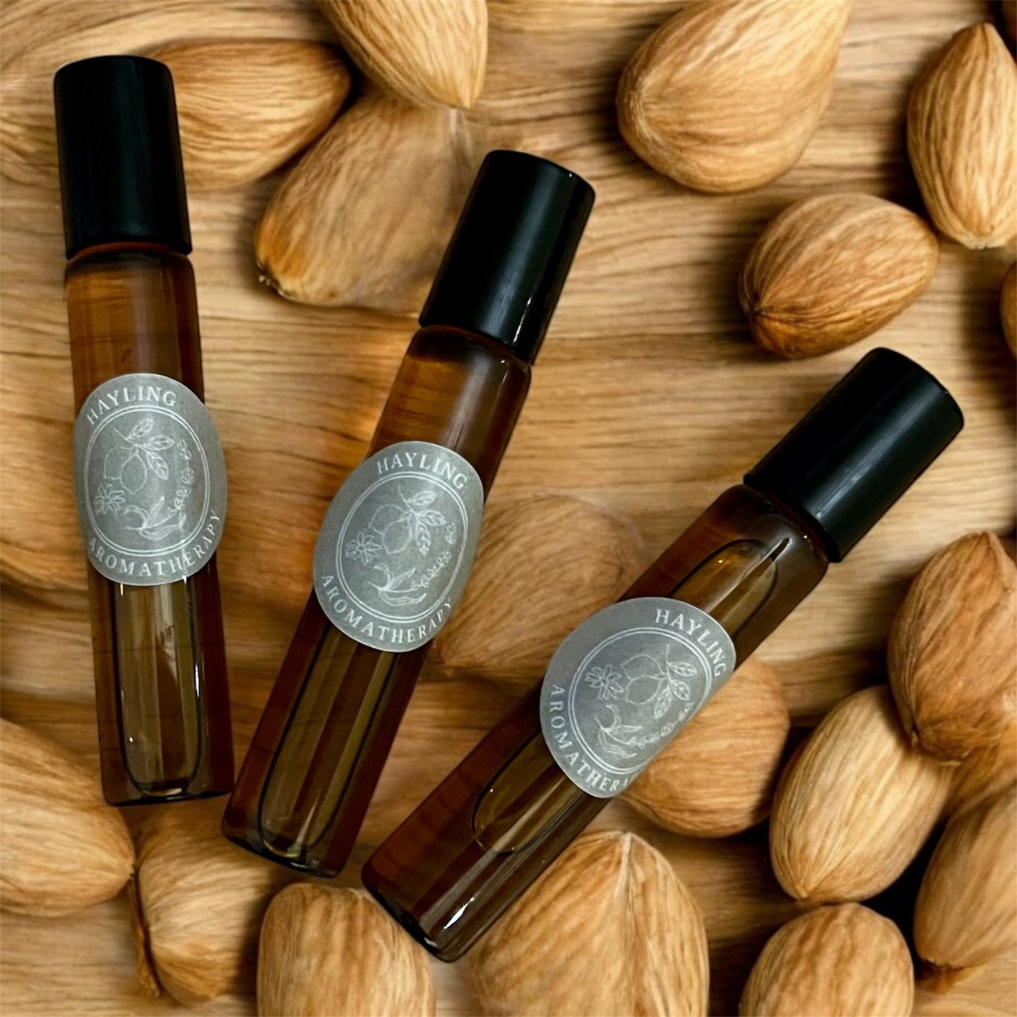 Rollerball with Sweet Almond Oil - for you to add essential oils. 10ml oil in amber rollerball.