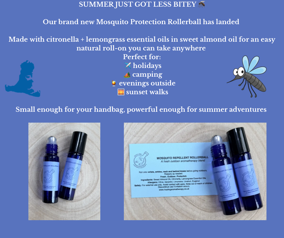 Aromatherapy Rollerball - Natural outdoor companion - mosquito repellent rollerball, with Citronella and Lemongrass essential oils in Sweet Almond Oil - 10ml.