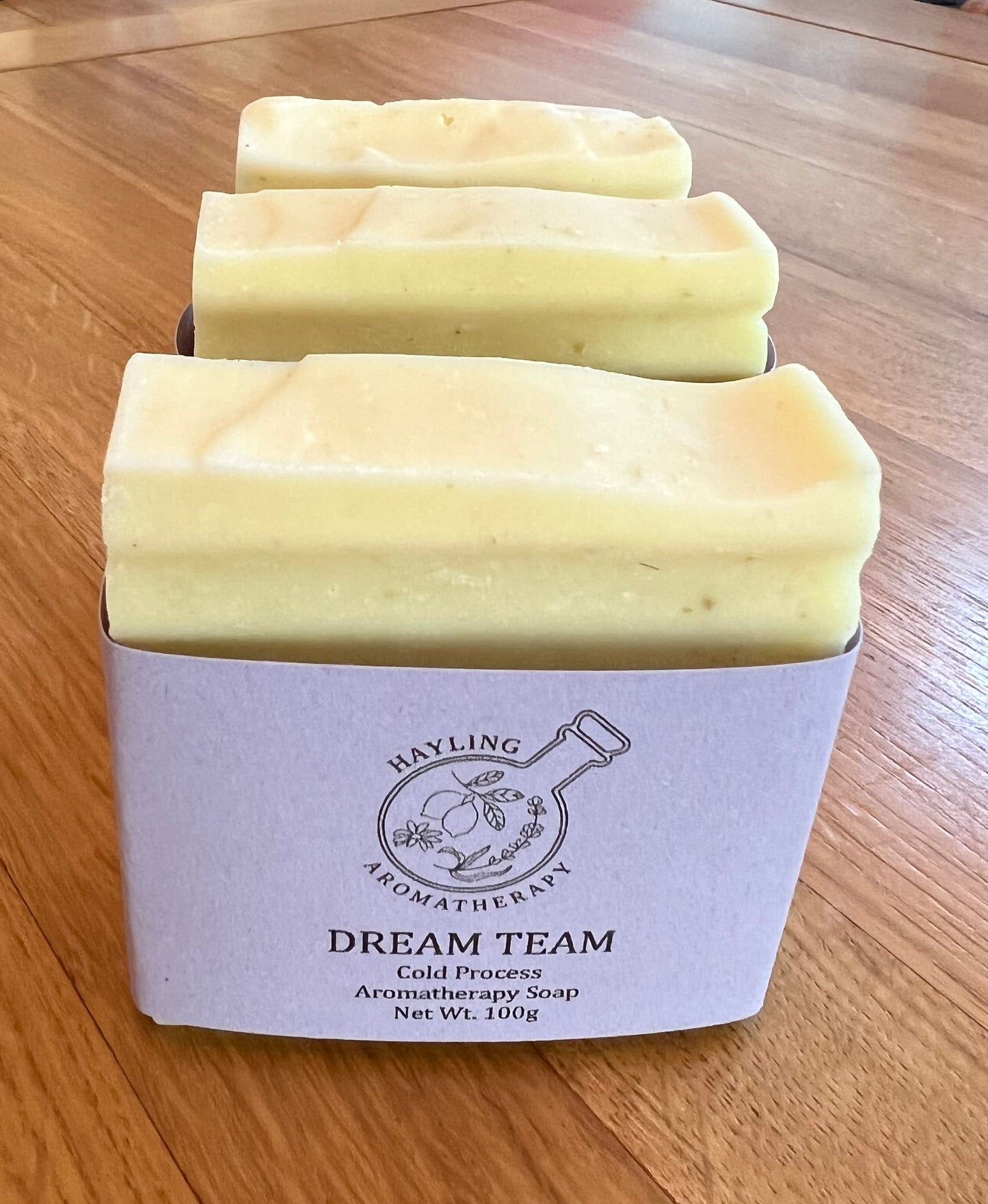 Luxury Handcrafted Aromatherapy Soap. Dream Team blend of Lavender and Lemon pure essential oils.