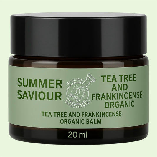 Organic aromatherapy 'Summer Savour' balm with essential oils of Tea Tree and Frankincense. 20ml