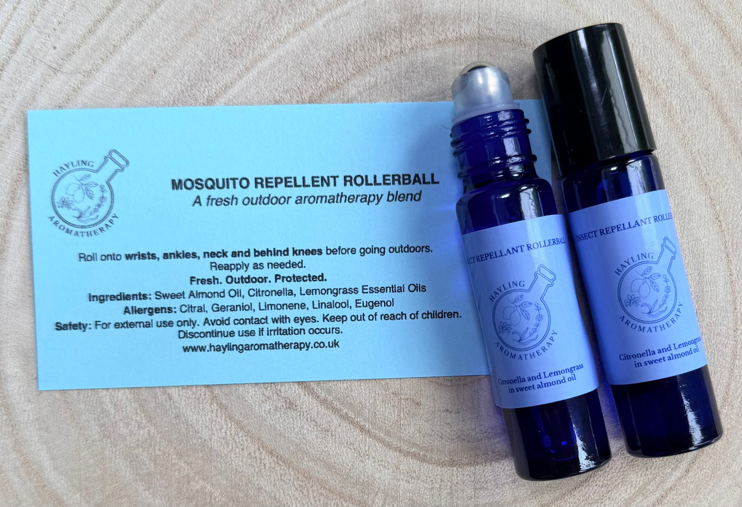 Aromatherapy Rollerball - Natural outdoor companion - mosquito repellent rollerball, with Citronella and Lemongrass essential oils in Sweet Almond Oil - 10ml.