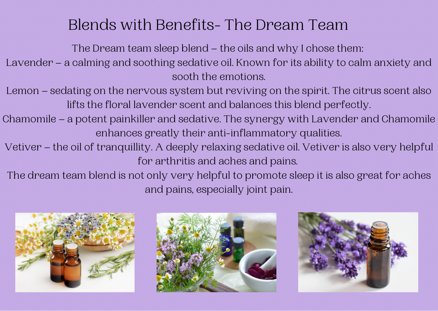 Aromatherapy 'Dream Team' Sleep support essential oil blend. Calming and soothing for insomnia. Provides an air of tranquillity. Helps you fall and stay asleep. 10ml