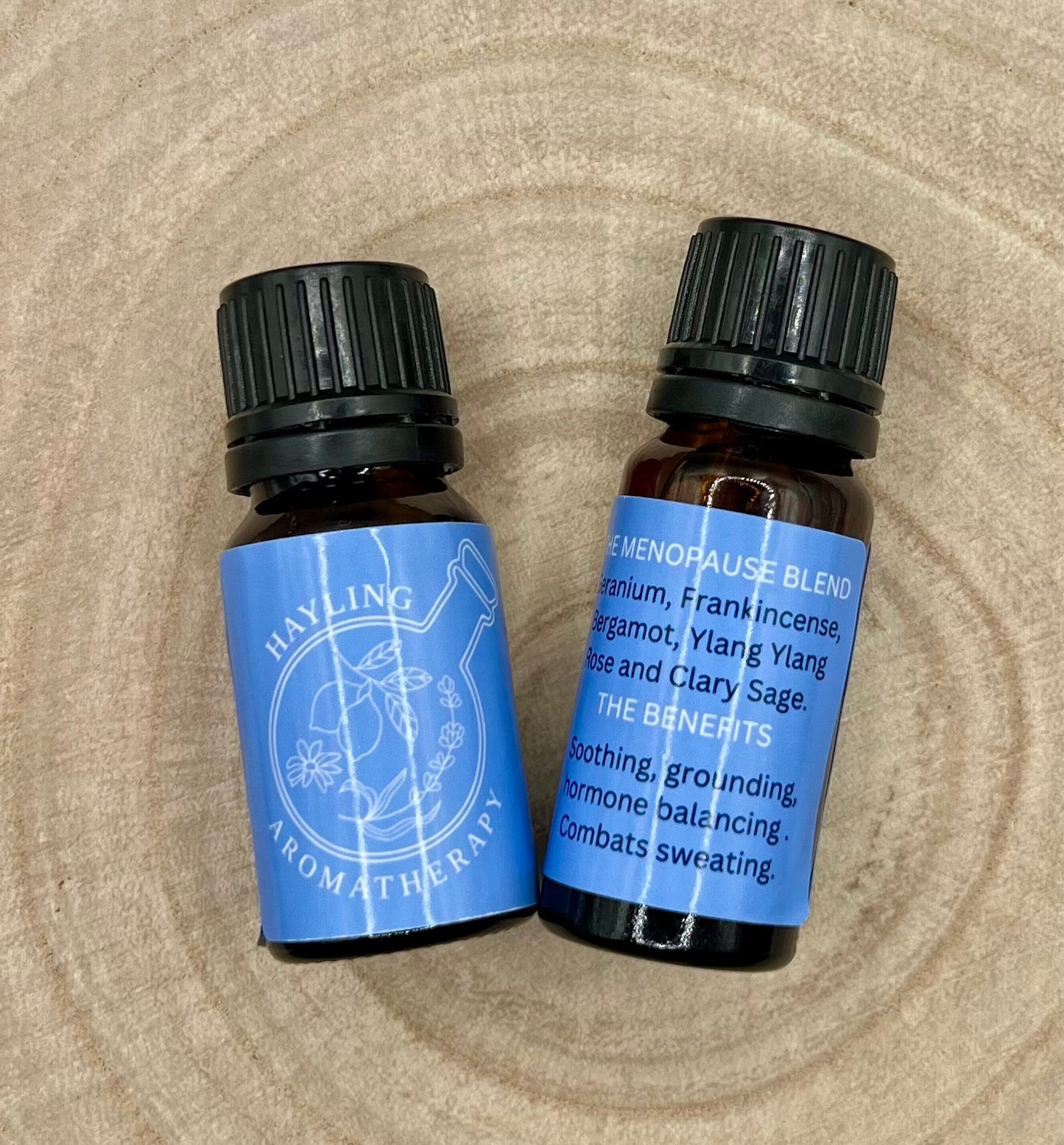 Aromatherapy ‘Medicine Cabinet’ essential oil blend for menopause support. With reviving and balancing oils of rose, geranium, bergamot, frankincense, ylang ylang and clary sage.