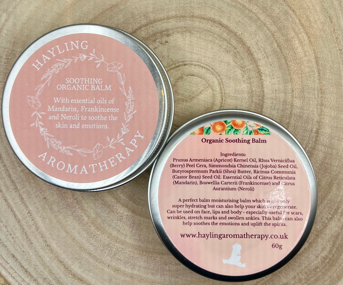Organic aromatherapy soothing balm made with essential oils of mandarin, frankincense and neroli & natural oils and butters.