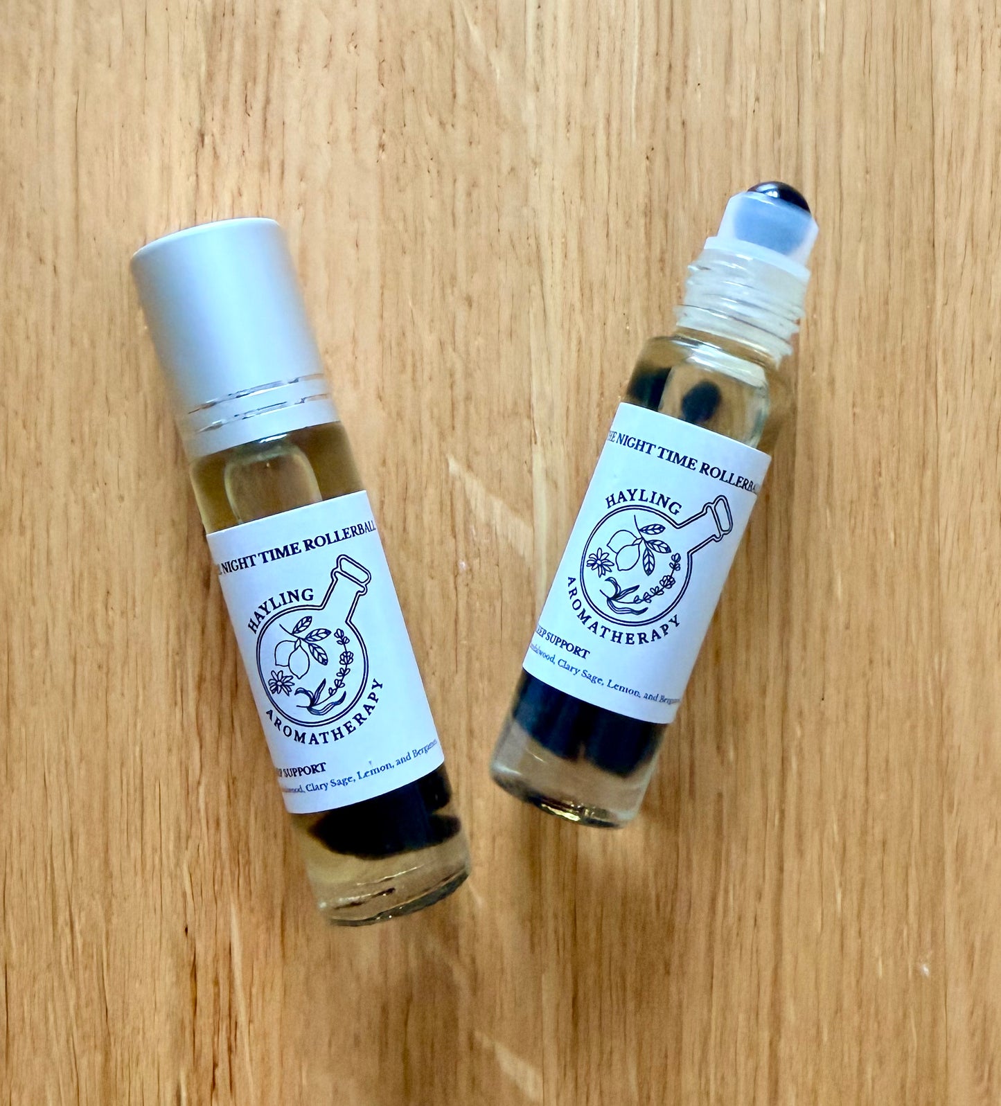 Aromatherapy Rollerball - sleep / insomnia support￼ rollerball for men with essential oils of Sandalwood, Clary Sage, Lemon and Bergamot.