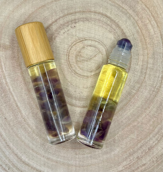 Aromatherapy Rollerball - The High Anxiety Support Rollerball. Pure therapeutic essential oil blend with amethyst crystals.Support for acute anxiety.