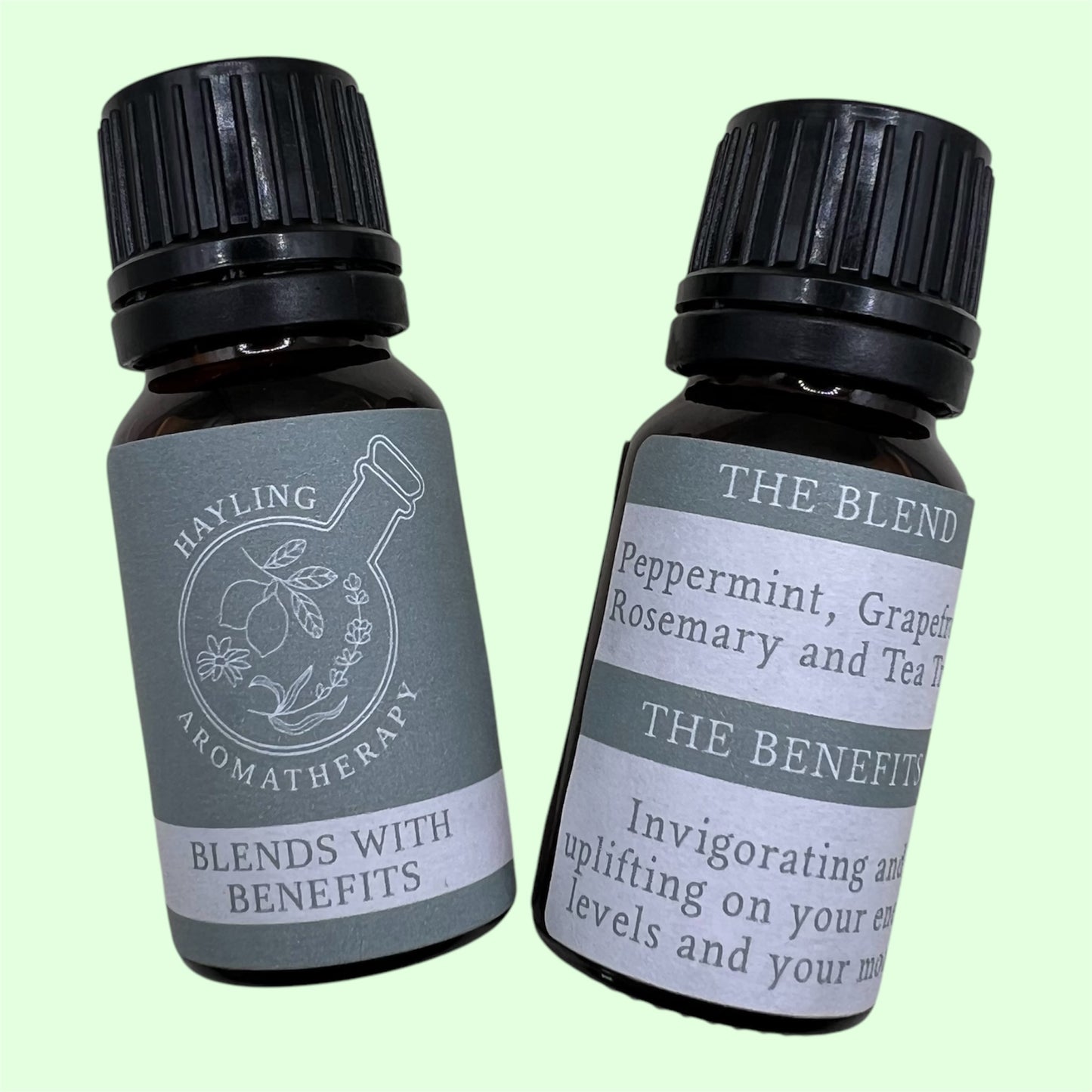 Aromatherapy energising essential oil blend. Invigorating and uplifting on your energy levels and your mood. Boosts concentration naturally. 10ml.