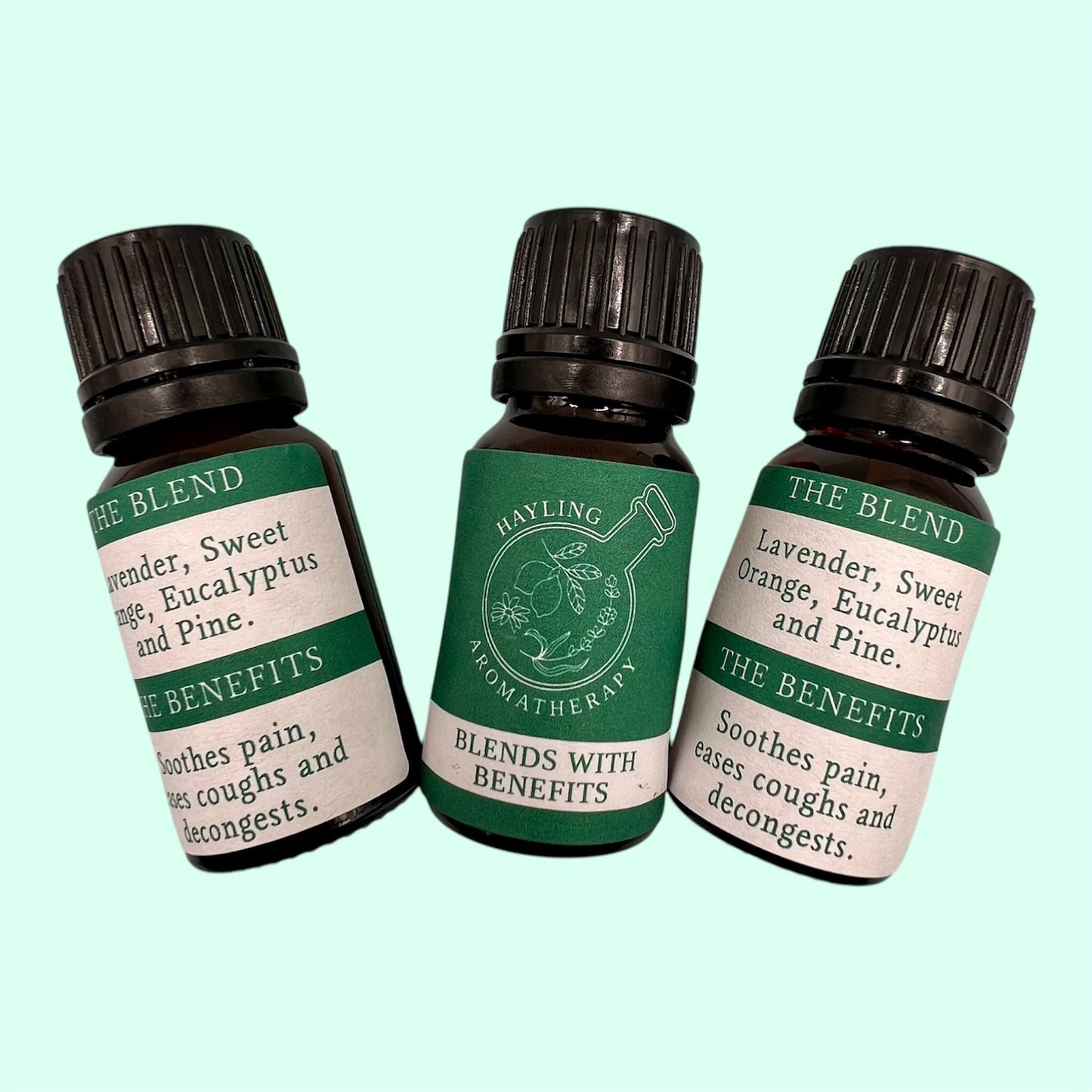 Aromatherapy cold and flu relief essential oil blend. Soothes pain, eases coughs and decongests. With eucalyptus, tea tree, sweet orange and lavender. 10ml