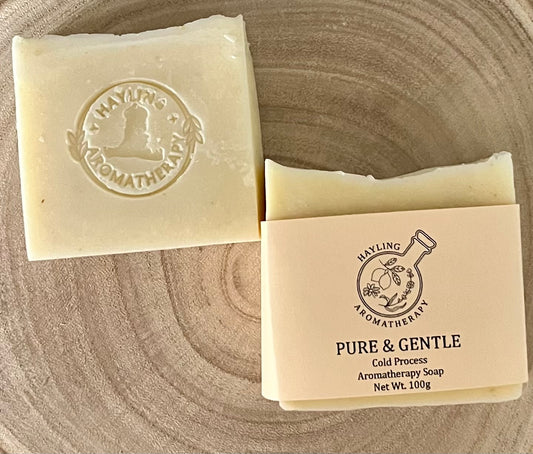 Luxury Handcrafted Aromatherapy Soap - pure and natural, made with only natural butters and oils and a touch of calendula. For very sensitive skin.